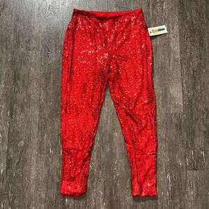 Tipsy Elves Red Sequin Pants Women's XL Sparkle Festival Valentine's Day Holiday